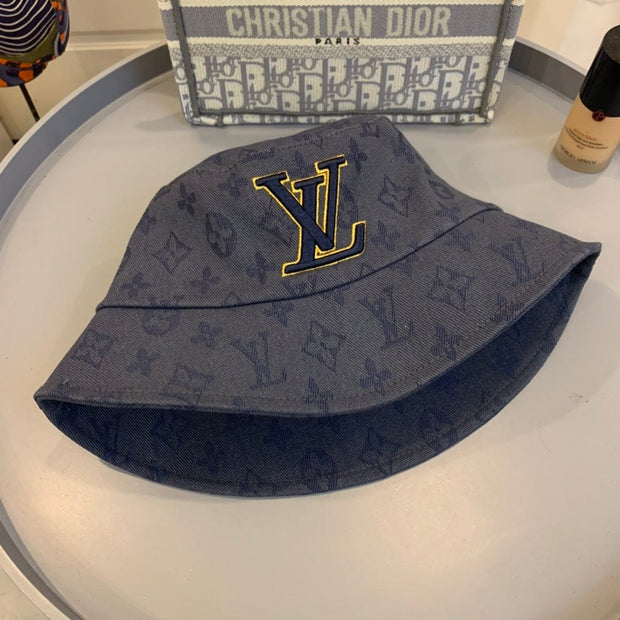 Looopix Louis Vuitton Embroidered Monogram Denim Bucket Hat