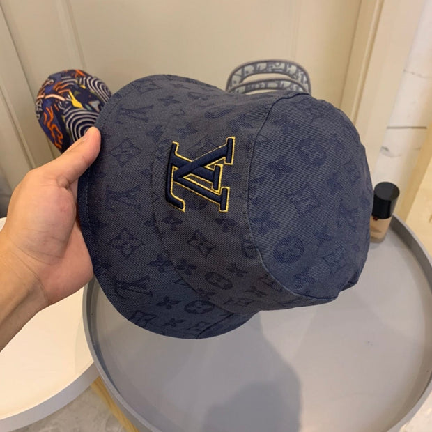 Looopix Louis Vuitton Embroidered Monogram Denim Bucket Hat