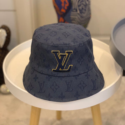 Looopix Louis Vuitton Embroidered Monogram Denim Bucket Hat