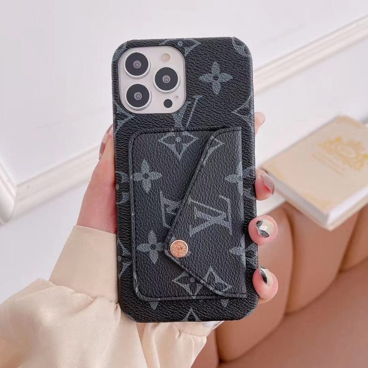 Looopix Louis Vuitton Leather Back Pocket Phone Case for iPhone 14
