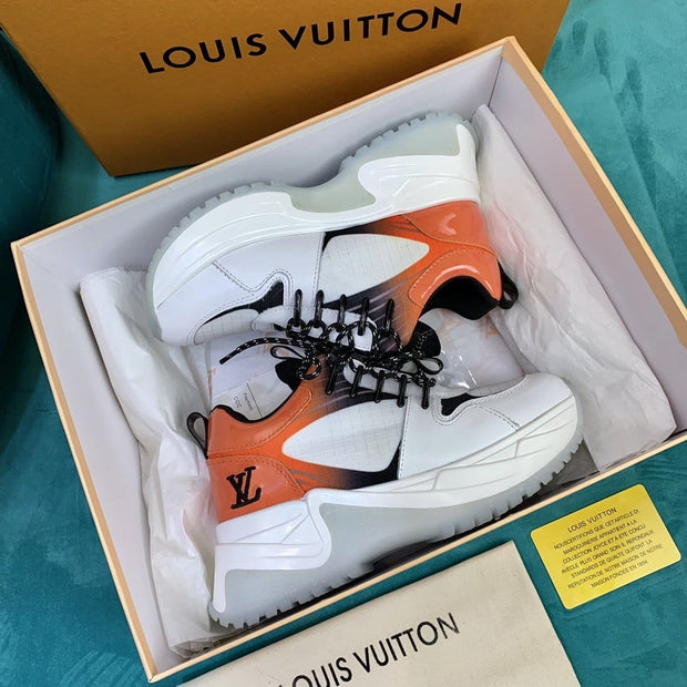 Looopix Louis Vuitton Lightweight White and Orange Sneakers