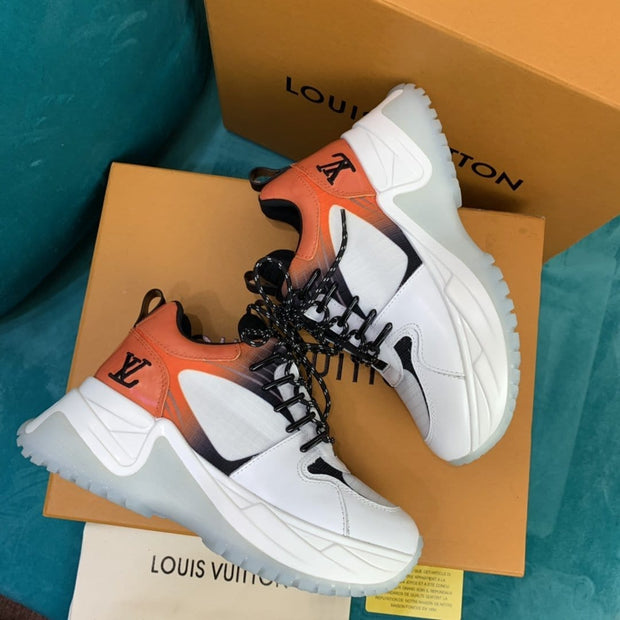 Looopix Louis Vuitton Lightweight White and Orange Sneakers
