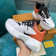 Looopix Louis Vuitton Lightweight White and Orange Sneakers