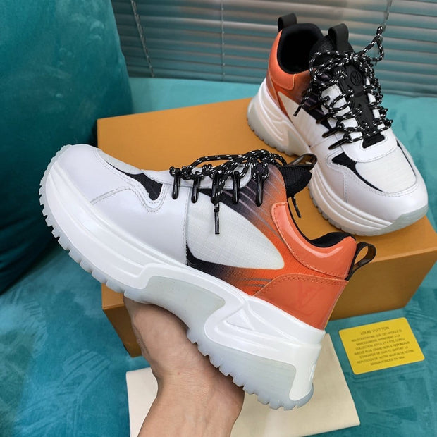 Looopix Louis Vuitton Lightweight White and Orange Sneakers