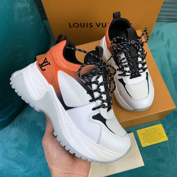 Looopix Louis Vuitton Lightweight White and Orange Sneakers