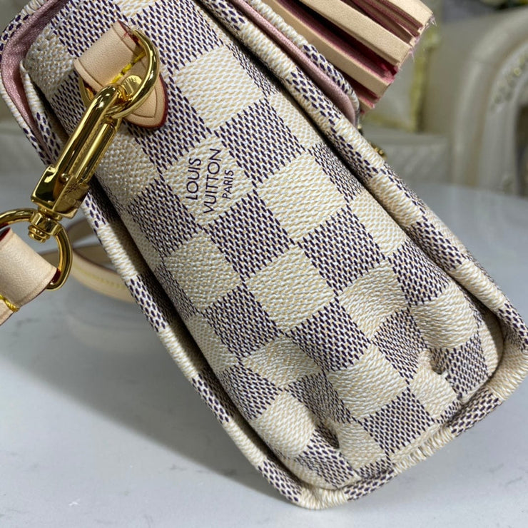 Looopix Louis Vuitton Mini Dauphine Bag in Damier Azur Canvas with Pink Interior