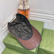 Looopix Louis Vuitton Monogram Beige Cap with Brown Leather Brim