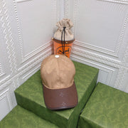 Looopix Louis Vuitton Monogram Beige Cap with Brown Leather Brim