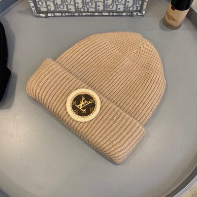 Looopix Louis Vuitton Monogram Beige Wool Beanie