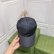 Looopix Louis Vuitton Monogram Black Cap with Embossed Leather Brim