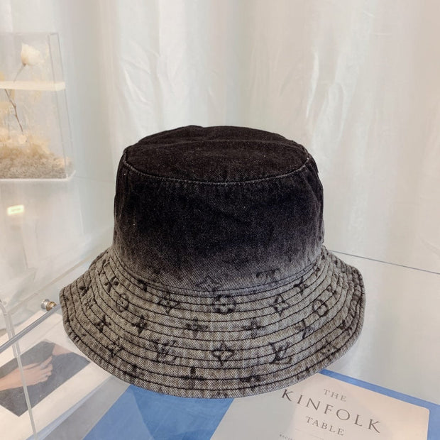 Looopix Louis Vuitton Monogram Black Denim Bucket Hat