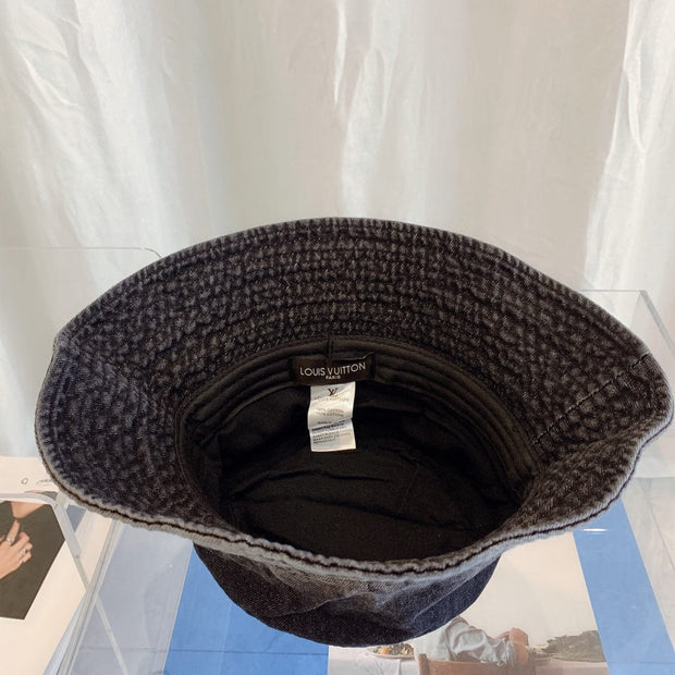 Looopix Louis Vuitton Monogram Black Denim Bucket Hat