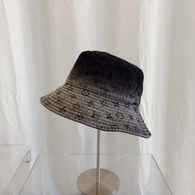 Looopix Louis Vuitton Monogram Black Denim Bucket Hat