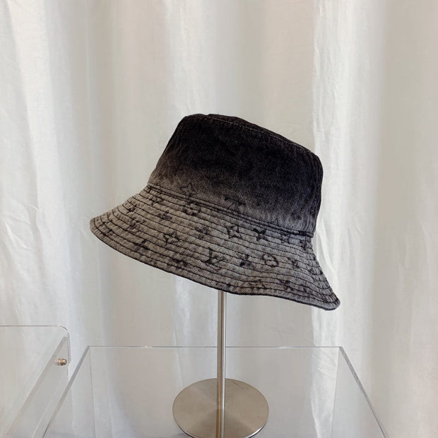 Looopix Louis Vuitton Monogram Black Denim Bucket Hat