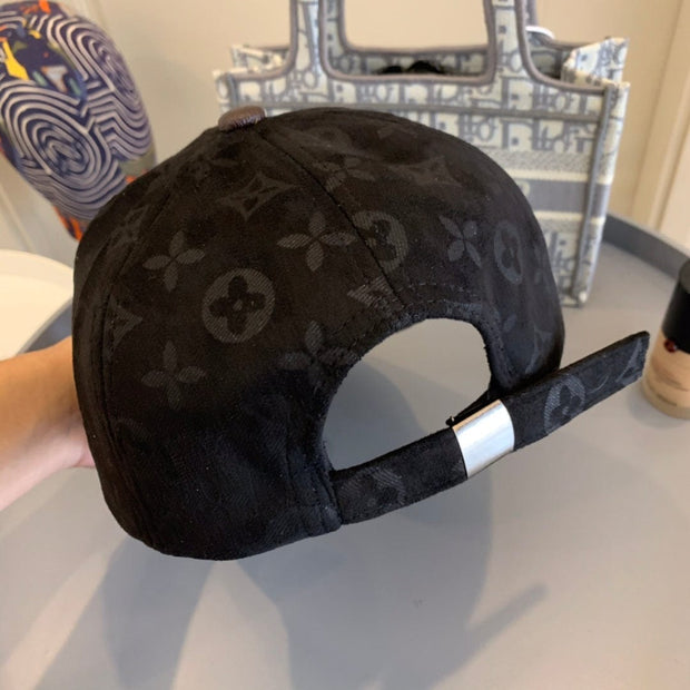 Looopix Louis Vuitton Monogram Black Suede & Brown Leather Cap