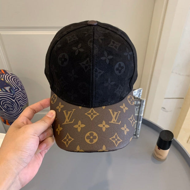 Looopix Louis Vuitton Monogram Black Suede & Brown Leather Cap