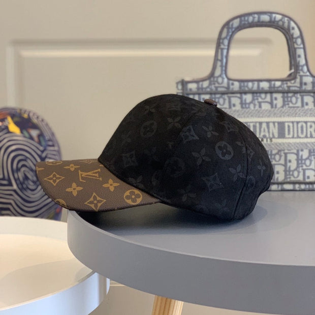 Looopix Louis Vuitton Monogram Black Suede & Brown Leather Cap