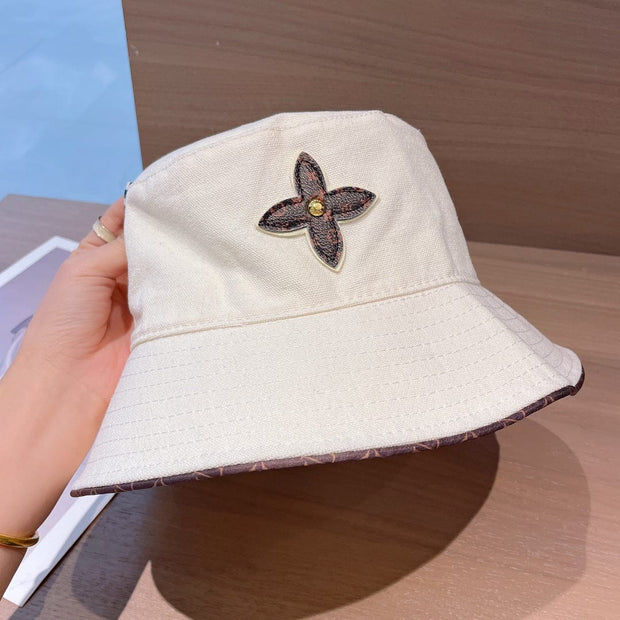 Looopix Louis Vuitton Monogram Bucket Hat with Floral Appliqué