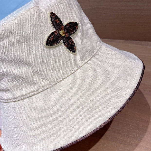 Looopix Louis Vuitton Monogram Bucket Hat with Floral Appliqué