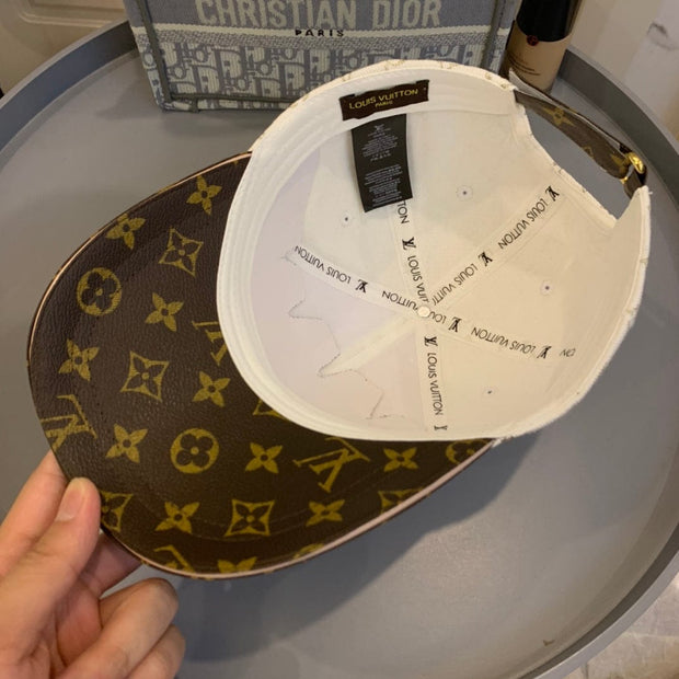 Looopix Louis Vuitton Monogram Canvas and White Cotton Cap