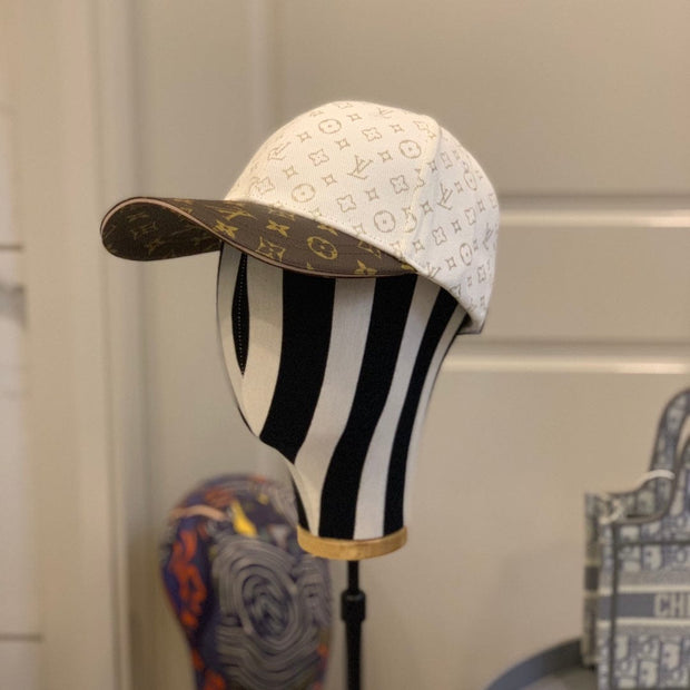 Looopix Louis Vuitton Monogram Canvas and White Cotton Cap