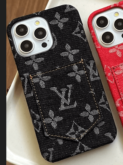 Looopix Louis Vuitton Monogram Denim iPhone Case with Card Holder