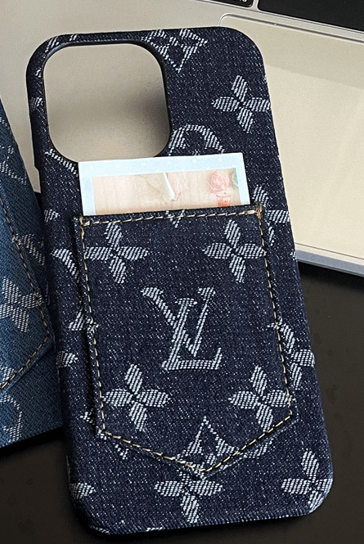 Looopix Louis Vuitton Monogram Denim iPhone Case with Card Holder