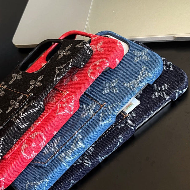 Looopix Louis Vuitton Monogram Denim iPhone Case with Card Holder