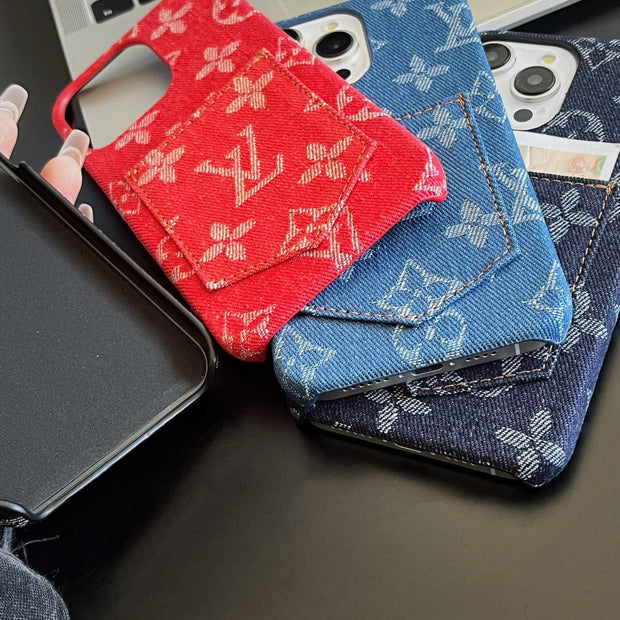 Looopix Louis Vuitton Monogram Denim iPhone Case with Card Holder