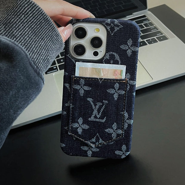 Looopix Louis Vuitton Monogram Denim iPhone Case with Card Holder