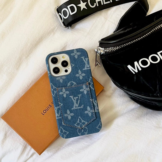 Looopix Louis Vuitton Monogram Denim iPhone Case with Card Holder