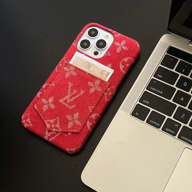 Looopix Louis Vuitton Monogram Denim iPhone Case with Card Holder