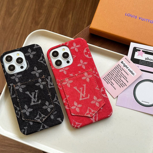 Looopix Louis Vuitton Monogram Denim iPhone Case with Card Holder