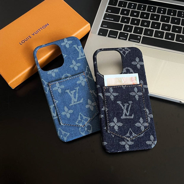 Looopix Louis Vuitton Monogram Denim iPhone Case with Card Holder