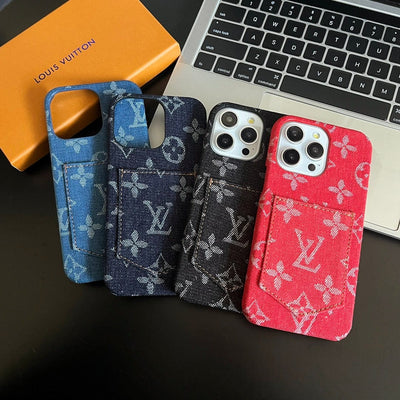 Looopix Louis Vuitton Monogram Denim iPhone Case with Card Holder