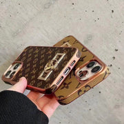Looopix Louis Vuitton Monogram iPhone 15 Case with Golden Louis Vuitton Inlay