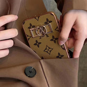 Looopix Louis Vuitton Monogram iPhone 15 Case with Golden Louis Vuitton Inlay