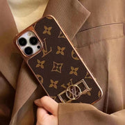 Looopix Louis Vuitton Monogram iPhone 15 Case with Golden Louis Vuitton Inlay