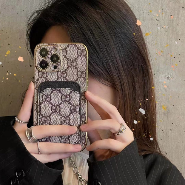 Looopix Louis Vuitton Monogram iPhone Case with Credit Card Pouch