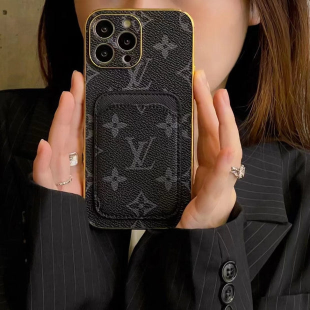 Looopix Louis Vuitton Monogram iPhone Case with Credit Card Pouch