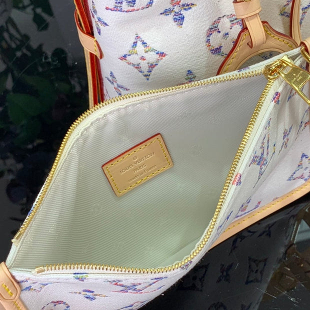 Looopix Louis Vuitton Monogram Multicolore White Canvas Leather Handbag