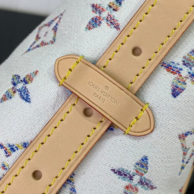 Looopix Louis Vuitton Monogram Multicolore White Canvas Leather Handbag