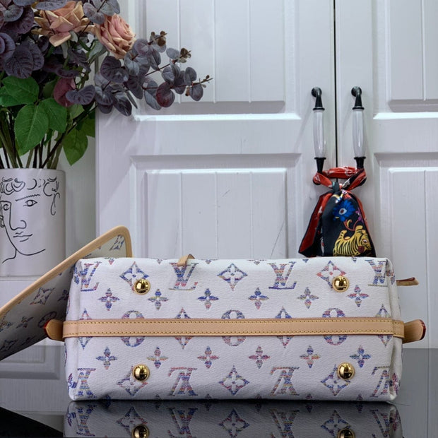 Looopix Louis Vuitton Monogram Multicolore White Canvas Leather Handbag