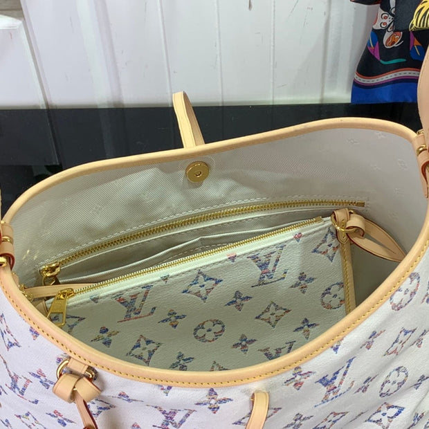 Looopix Louis Vuitton Monogram Multicolore White Canvas Leather Handbag