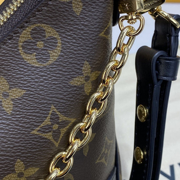 Looopix Louis Vuitton Monogram Shoulder Bag with Gold-Tone Hardware