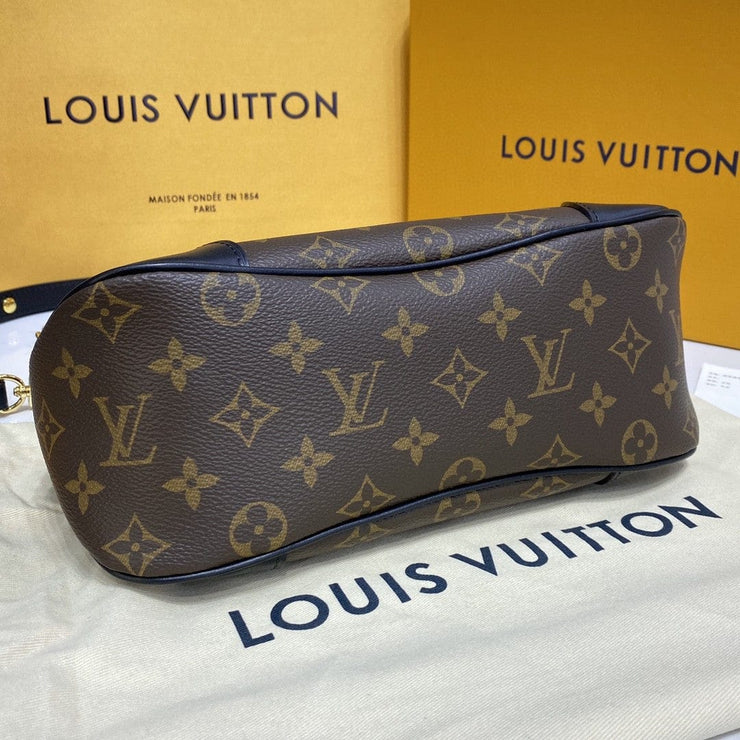 Looopix Louis Vuitton Monogram Shoulder Bag with Gold-Tone Hardware (Black Edges)