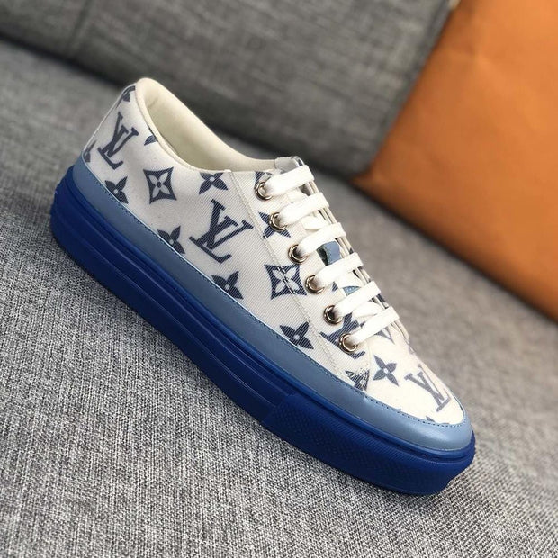 Looopix Louis Vuitton Monogram Stripe Court Sneakers