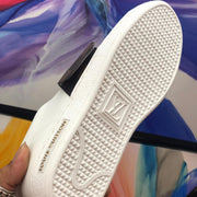 Looopix Louis Vuitton Premium White Stripey Leather Sneakers