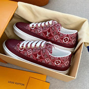 Looopix Louis Vuitton Red and Maroon Stripey Sneakers
