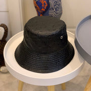 Looopix Louis Vuitton Reversible Black Suede and Embossed Leather Bucket Hat